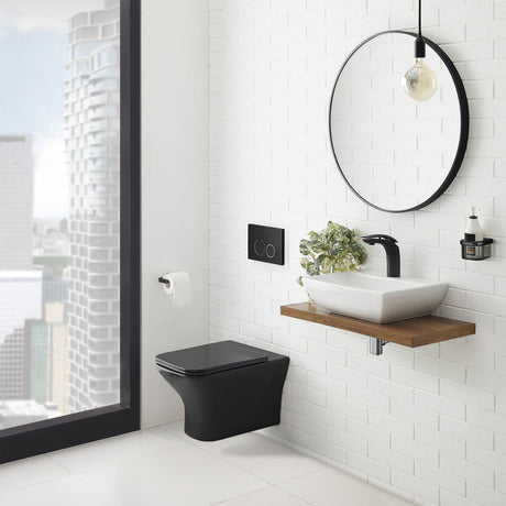 Carre Wall-Hung Elongated Toilet Bowl in Matte Black