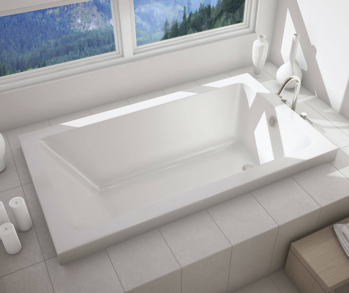 MAAX 105721-000-001-100 Skybox 7236 Acrylic Drop-in End Drain Bathtub in White