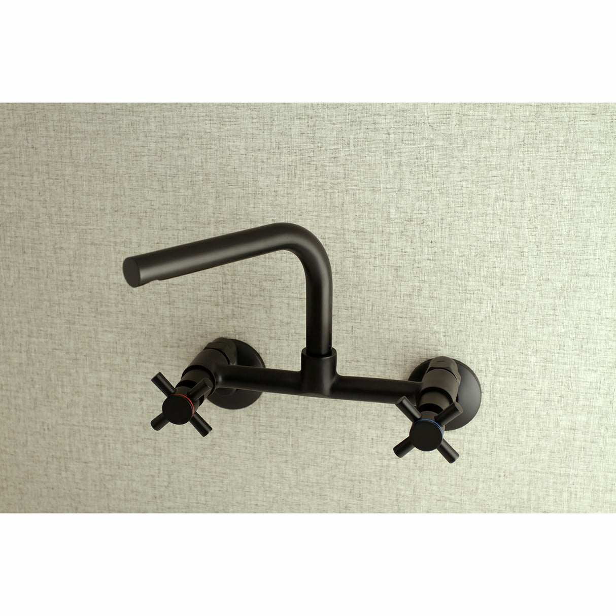 Kingston Brass Concord 8-Inch Adjustable Center Wall Mount Kitchen Faucet, Matte Black