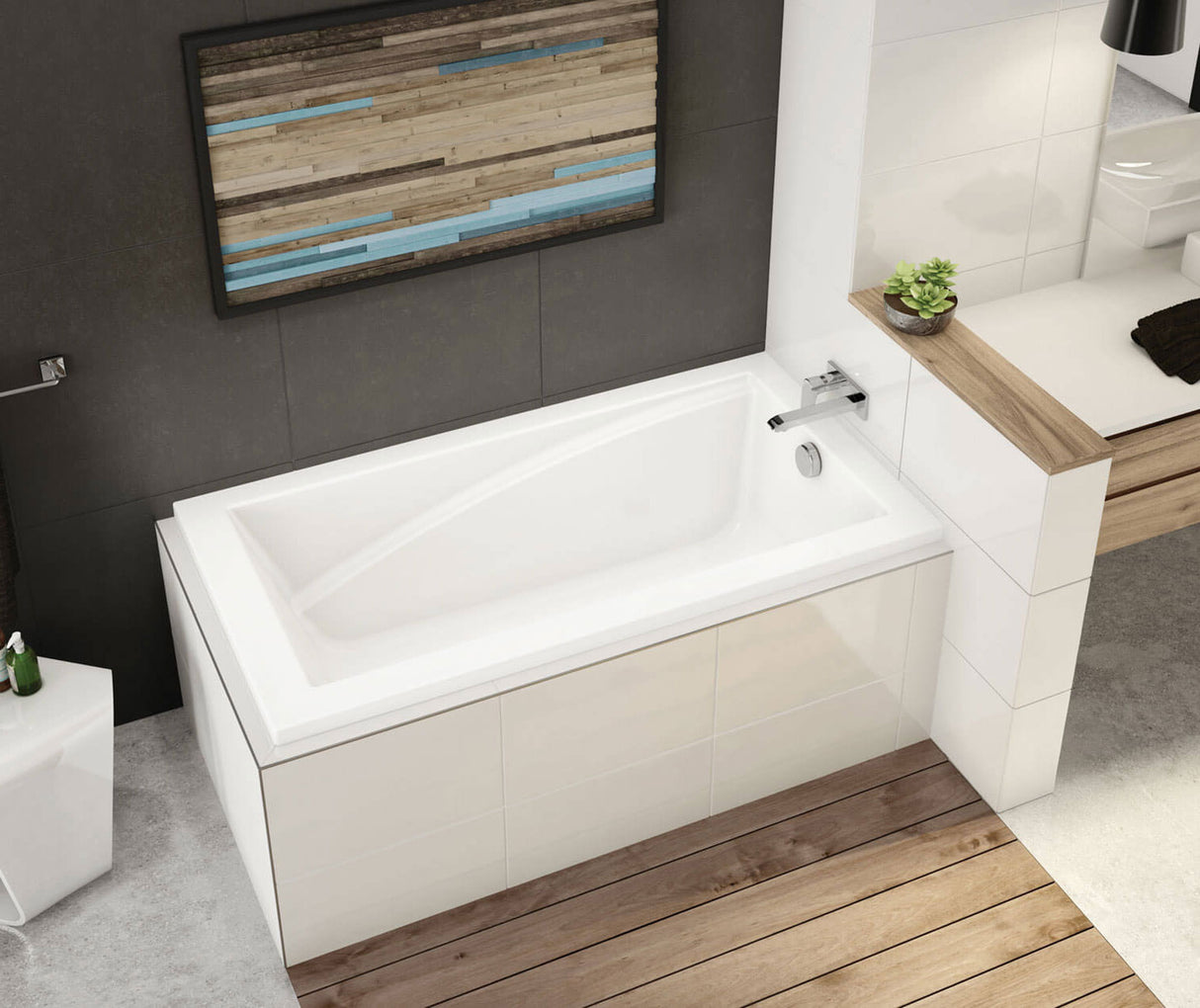 MAAX 410025-000-001-154 ModulR 6032 IF (With Armrests) Acrylic Corner Right Right-Hand Drain Bathtub in White