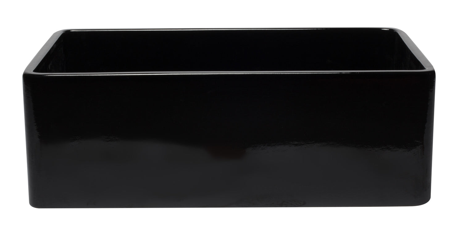 ALFI brand AB3020SB-BG 30 inch Black Reversible Single Fireclay Farmhouse Kitchen Sink