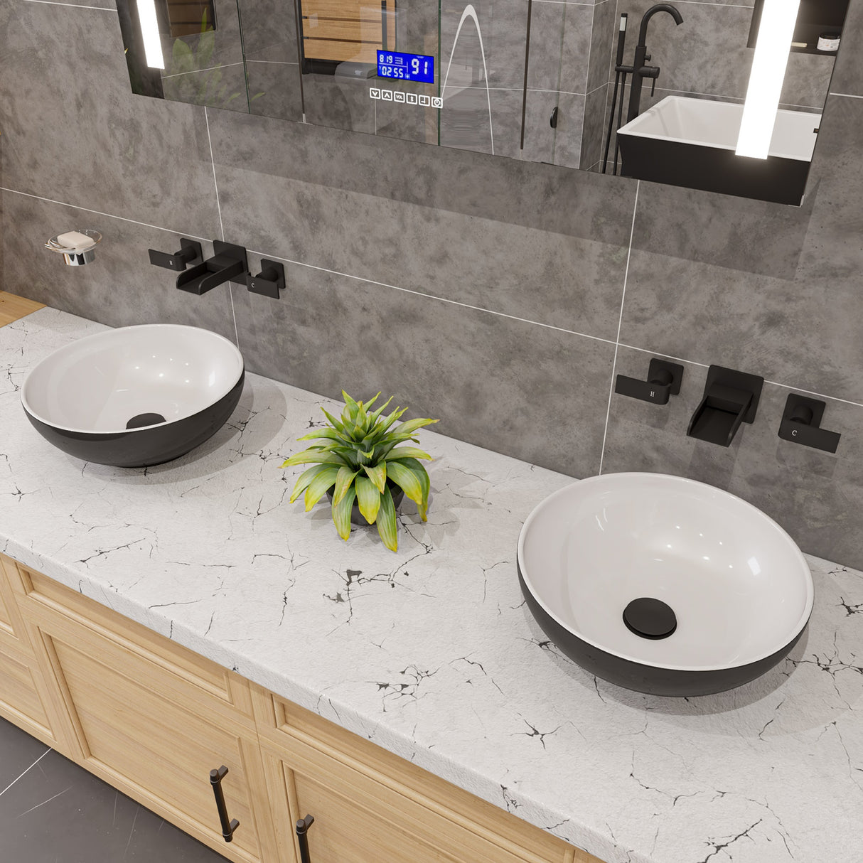 Black Matte Pop Up Drain with Overflow