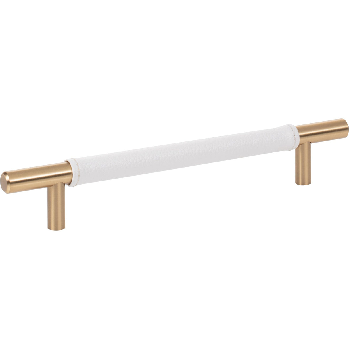 Atlas Homewares Zanzibar White Leather Pull 6 5/16 Inch (c-c) Warm Brass