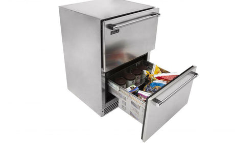 Perlick 24-Inch Signature Series Outdoor Built-In Drawer Counter Depth Compact Freezer with 5 cu. ft. Capacity in Stainless Steel (HP24FM-4-5)