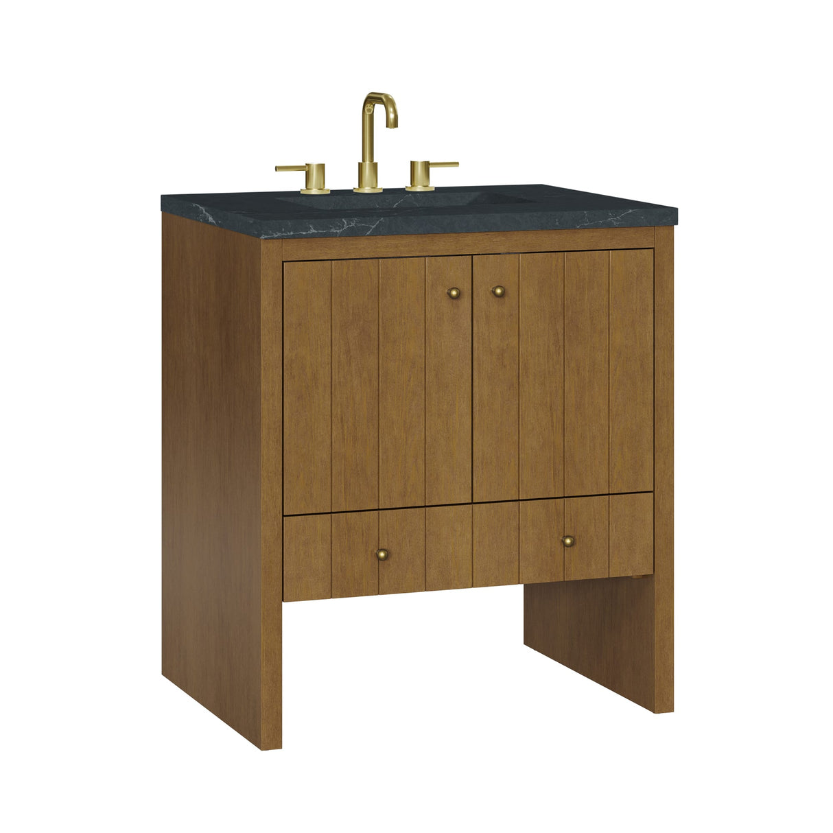 Hudson 30" Single Vanity, Honey Oak w/ 3 CM Charcoal Soapstone Silestone Top