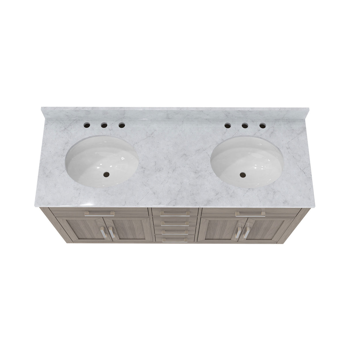 Dexterity 60 Inch Oak Vanity with Oval Undermount Sinks - Gray Oak