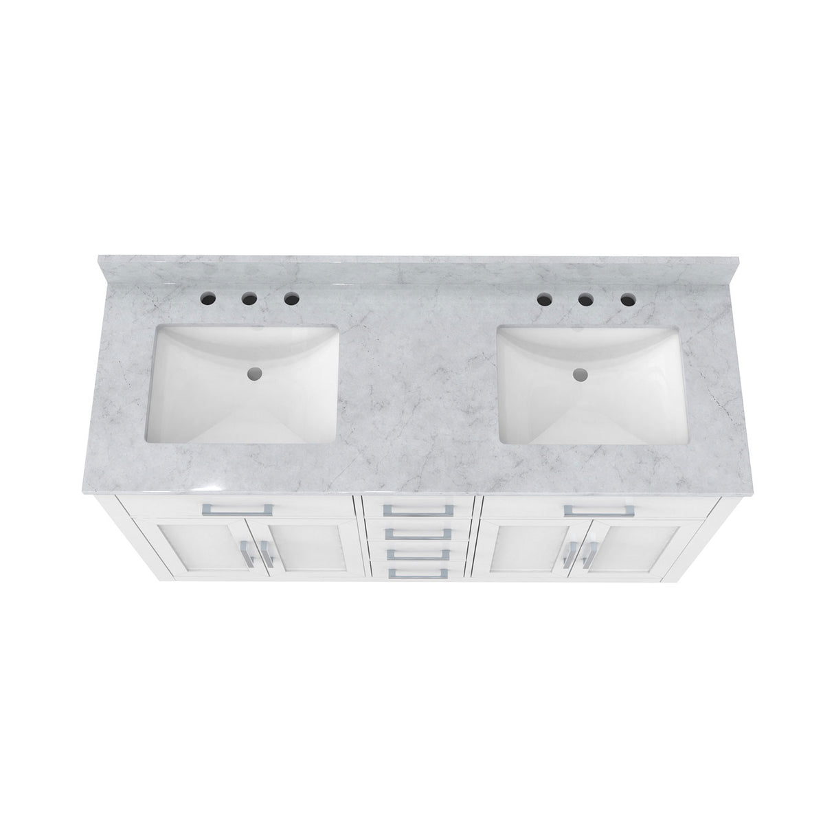 Dexterity 60 Inch Oak Vanity with Rectangular Undermount Sinks - White