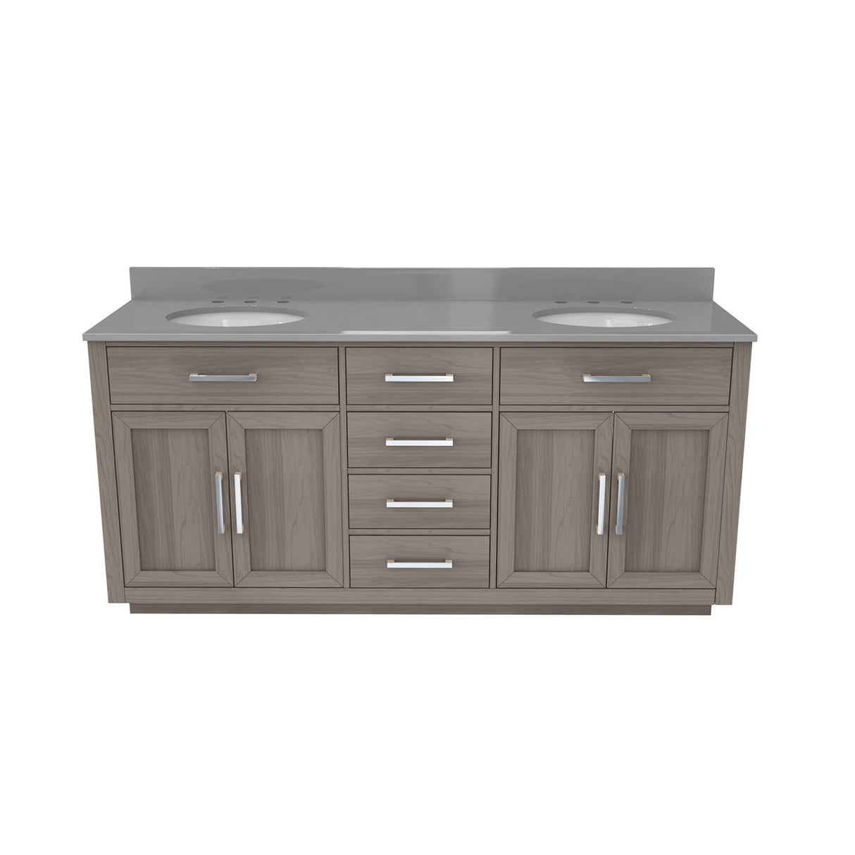 Dexterity 72 Inch Oak Vanity with Oval Undermount Sinks - Gray Oak