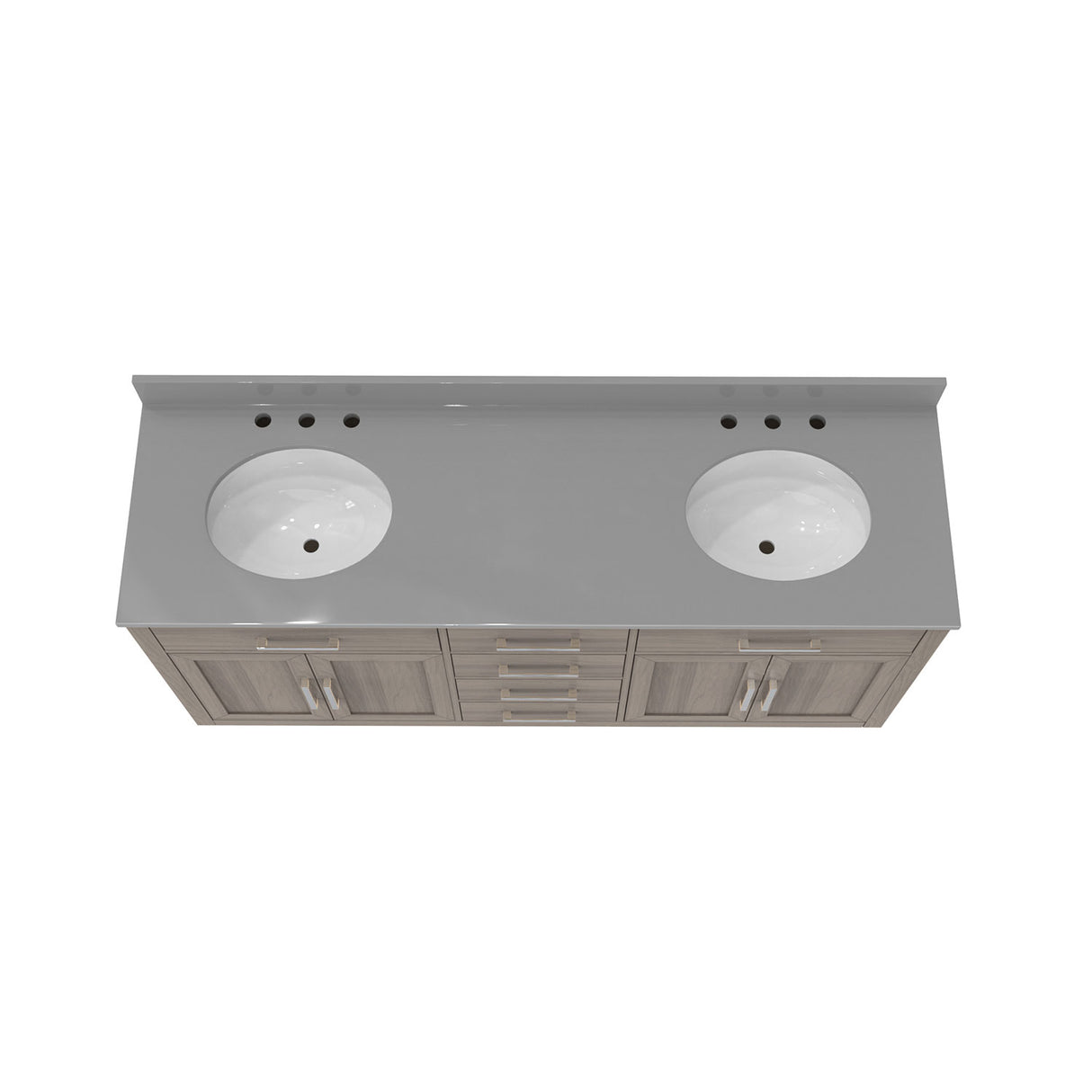 Dexterity 72 Inch Oak Vanity with Oval Undermount Sinks - Gray Oak