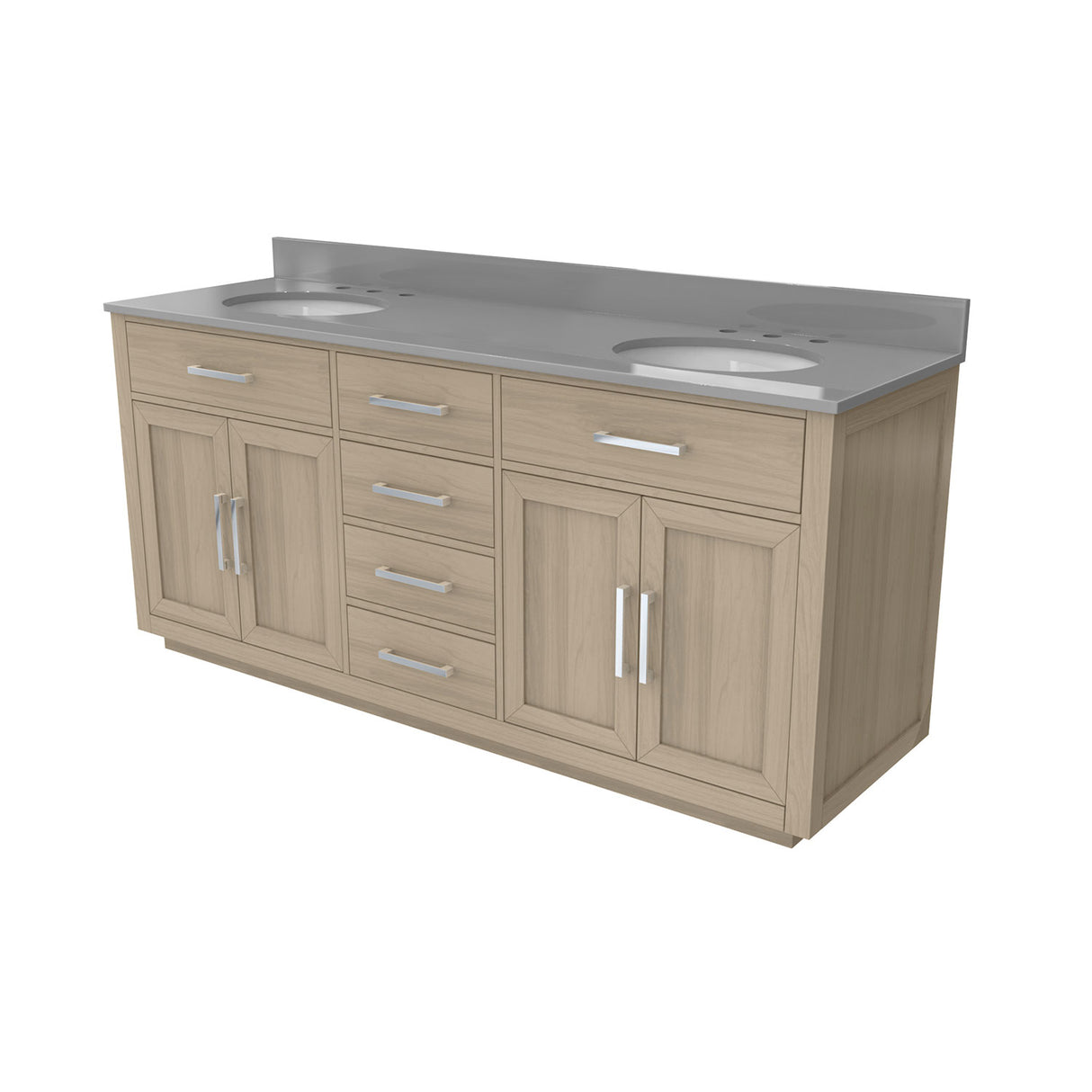 Dexterity 72 Inch Oak Vanity with Oval Undermount Sinks - Light Oak