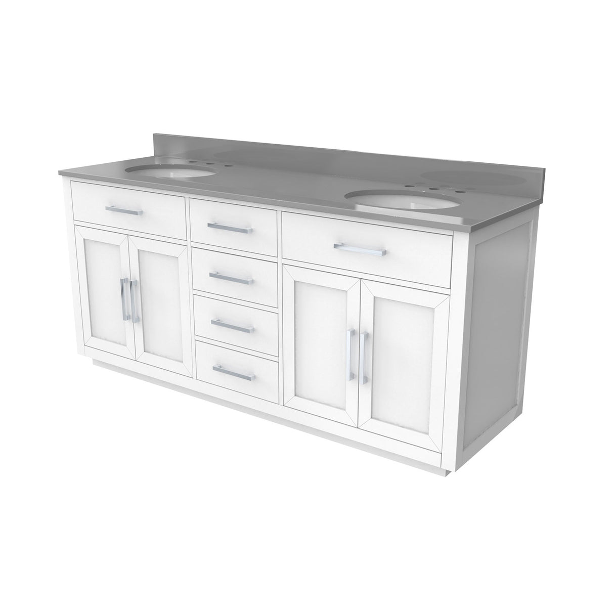 Dexterity 72 Inch Oak Vanity with Oval Undermount Sinks - White