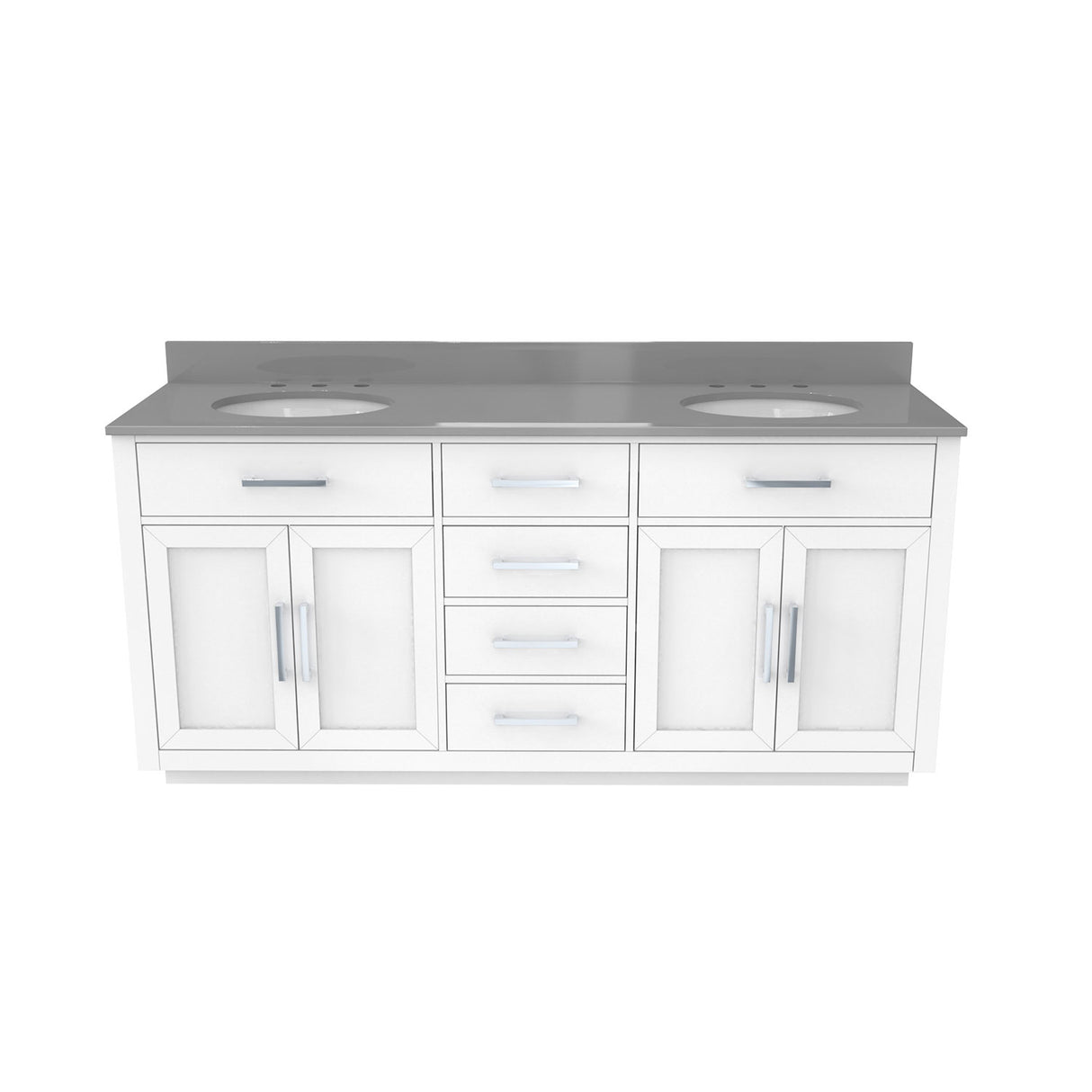 Dexterity 72 Inch Oak Vanity with Oval Undermount Sinks - White