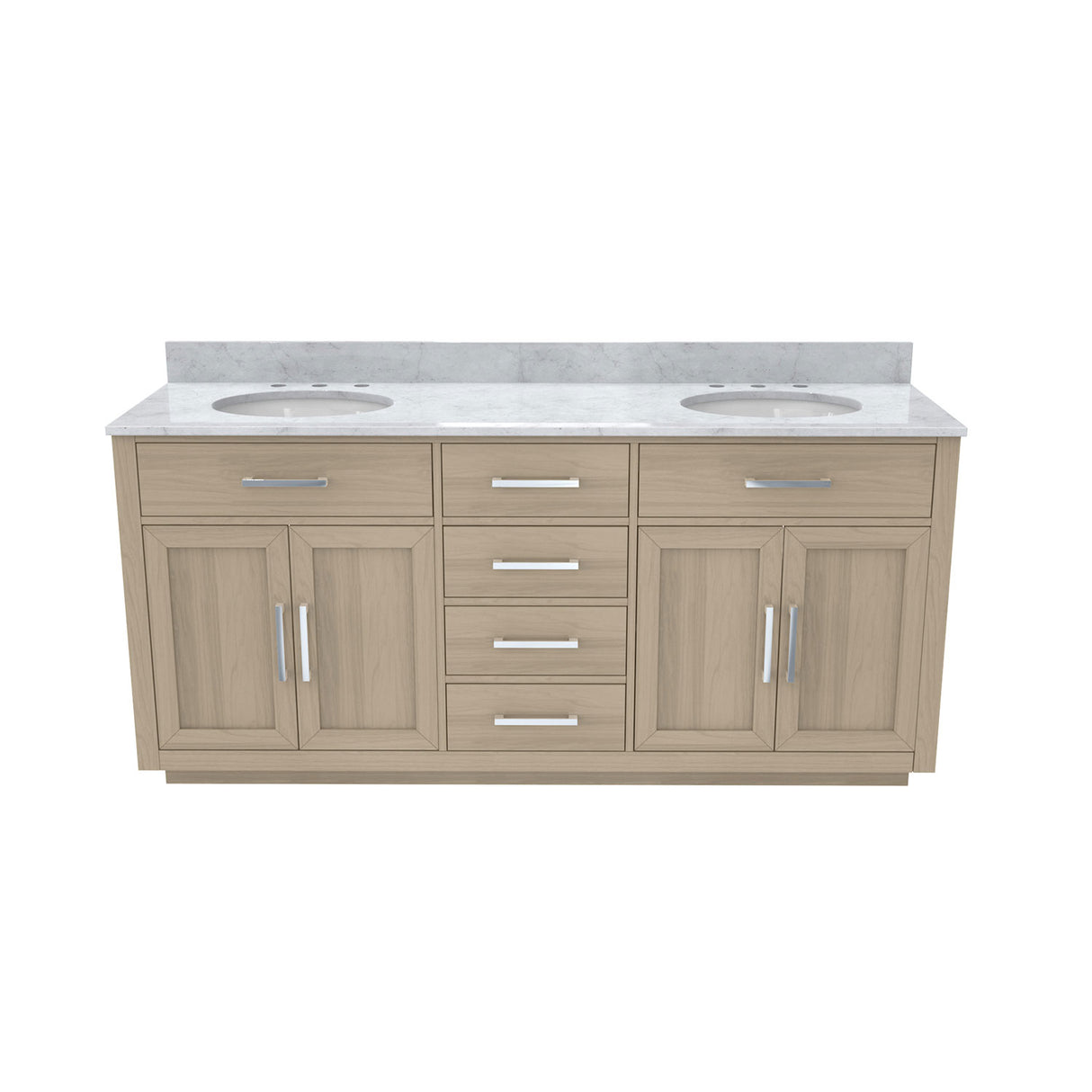 Dexterity 72 Inch Oak Vanity with Oval Undermount Sinks - Light Oak