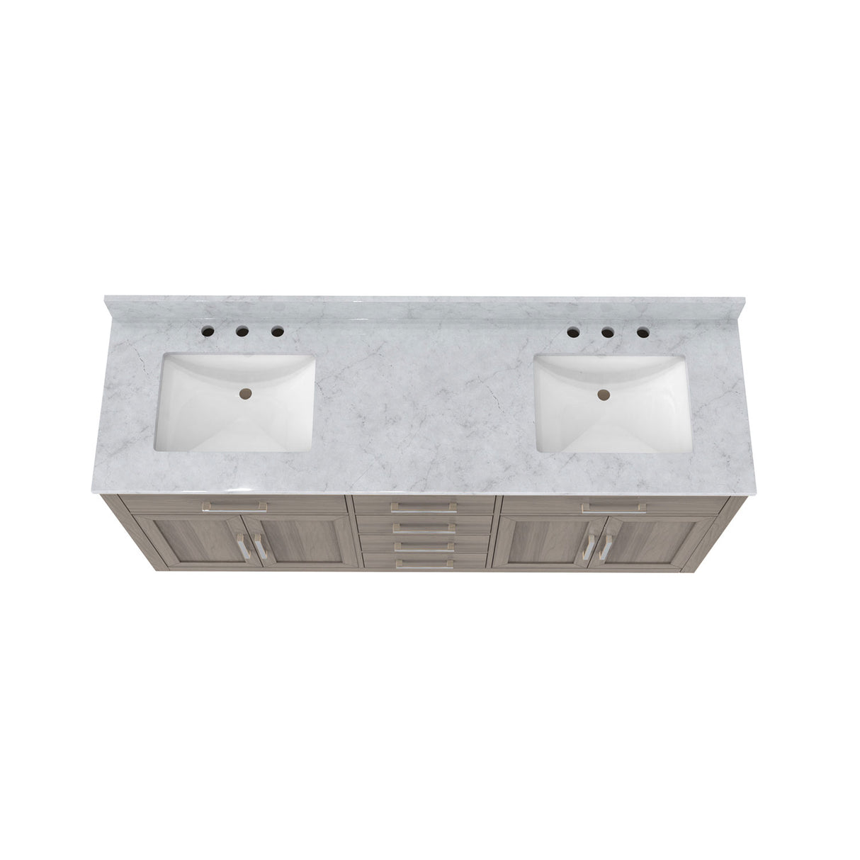 Dexterity 72 Inch Oak Vanity with Rectangular Undermount Sinks - Gray Oak
