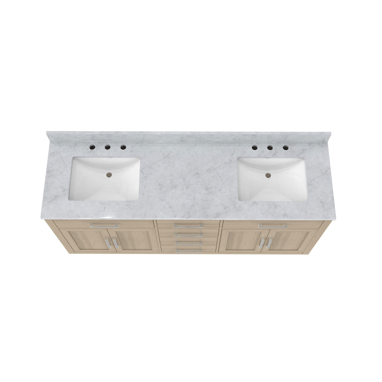 Dexterity 72 Inch Oak Vanity with Rectangular Undermount Sinks - Light Oak