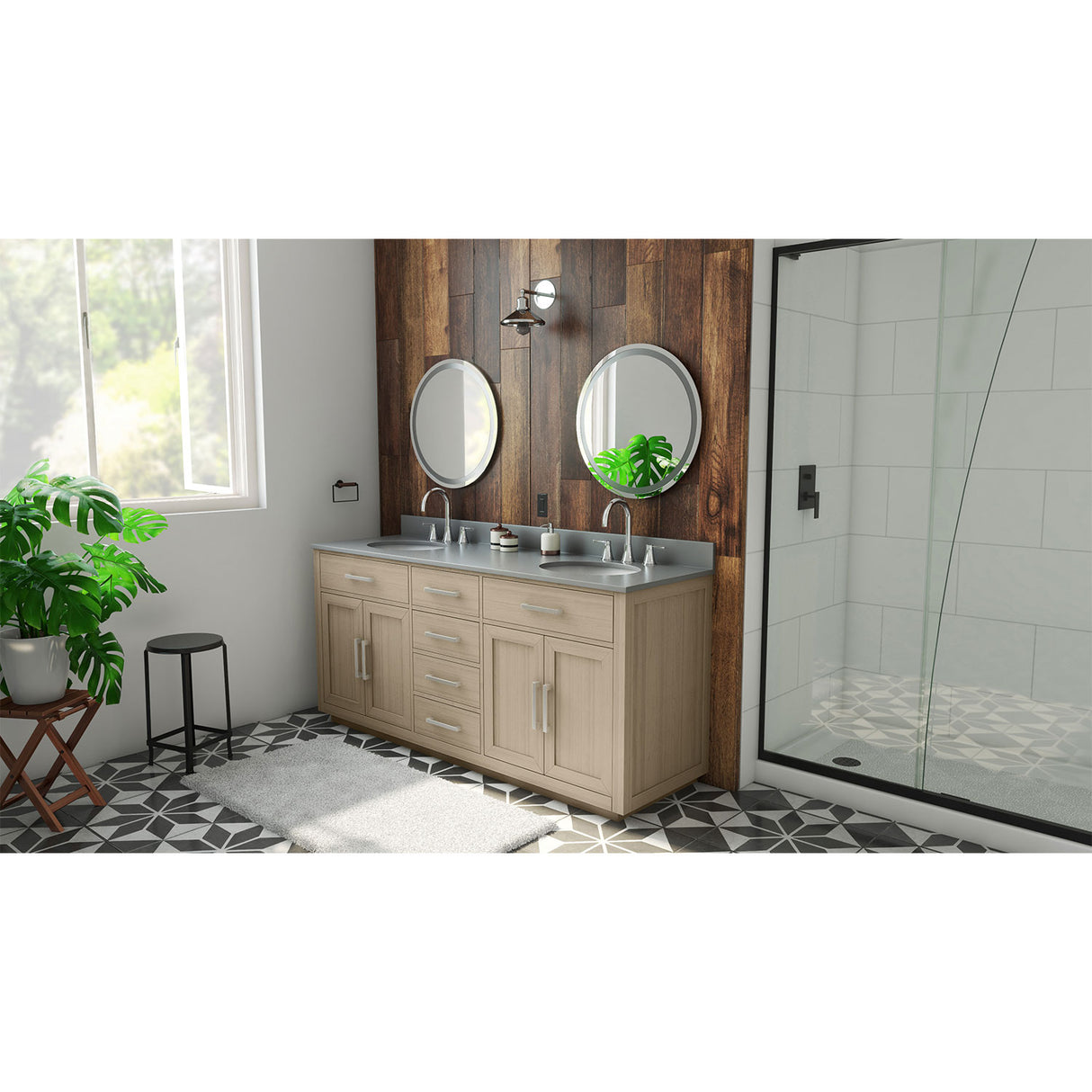 Dexterity 72 Inch Oak Vanity with Oval Undermount Sinks - Light Oak