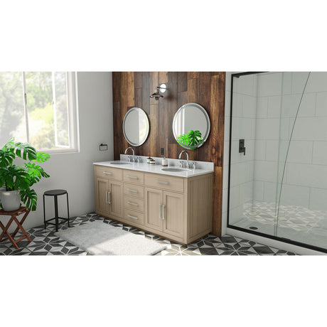 Dexterity 72 Inch Oak Vanity with Oval Undermount Sinks - Light Oak