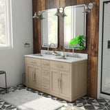 Dexterity 60 Inch Oak Vanity with Rectangular Undermount Sinks - Light Oak