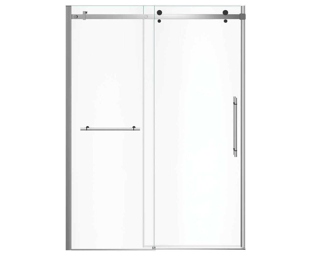 MAAX 138475-900-350-000 Vela 56 ½-59 x 78 ¾ in. 8mm Sliding Shower Door with Towel Bar for Alcove Installation with Clear glass in Chrome and Matte Black