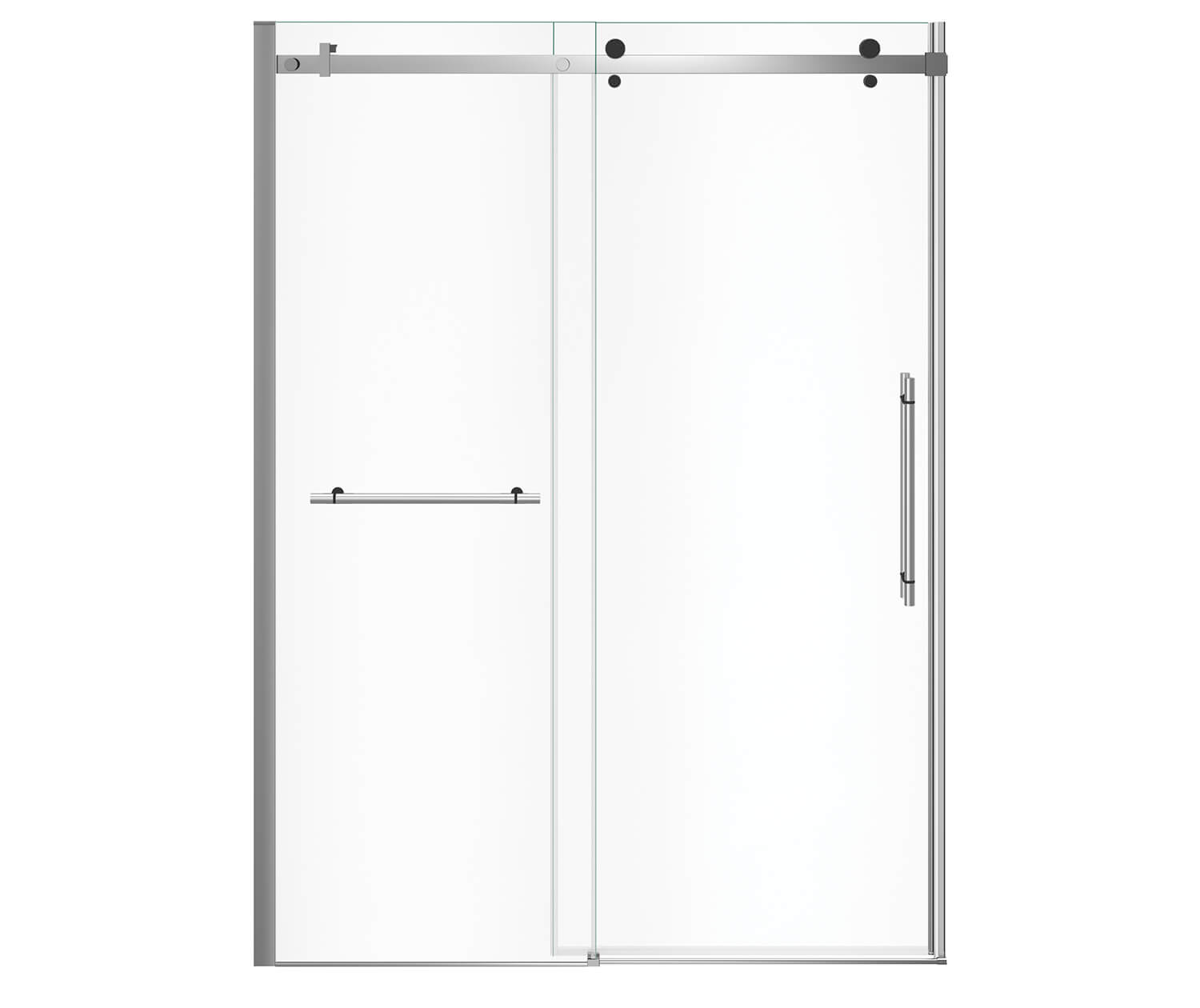 MAAX 138475-900-350-000 Vela 56 ½-59 x 78 ¾ in. 8mm Sliding Shower Door with Towel Bar for Alcove Installation with Clear glass in Chrome and Matte Black