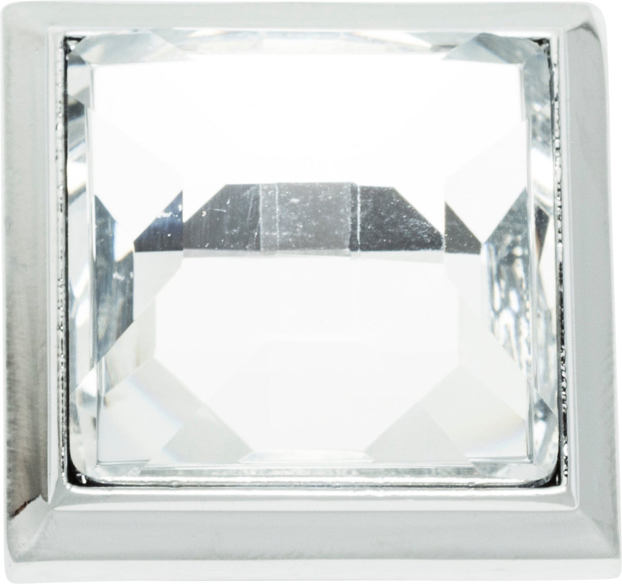 Atlas Homewares Legacy Crystal Square Knob 1 5/16 Inch Polished Chrome