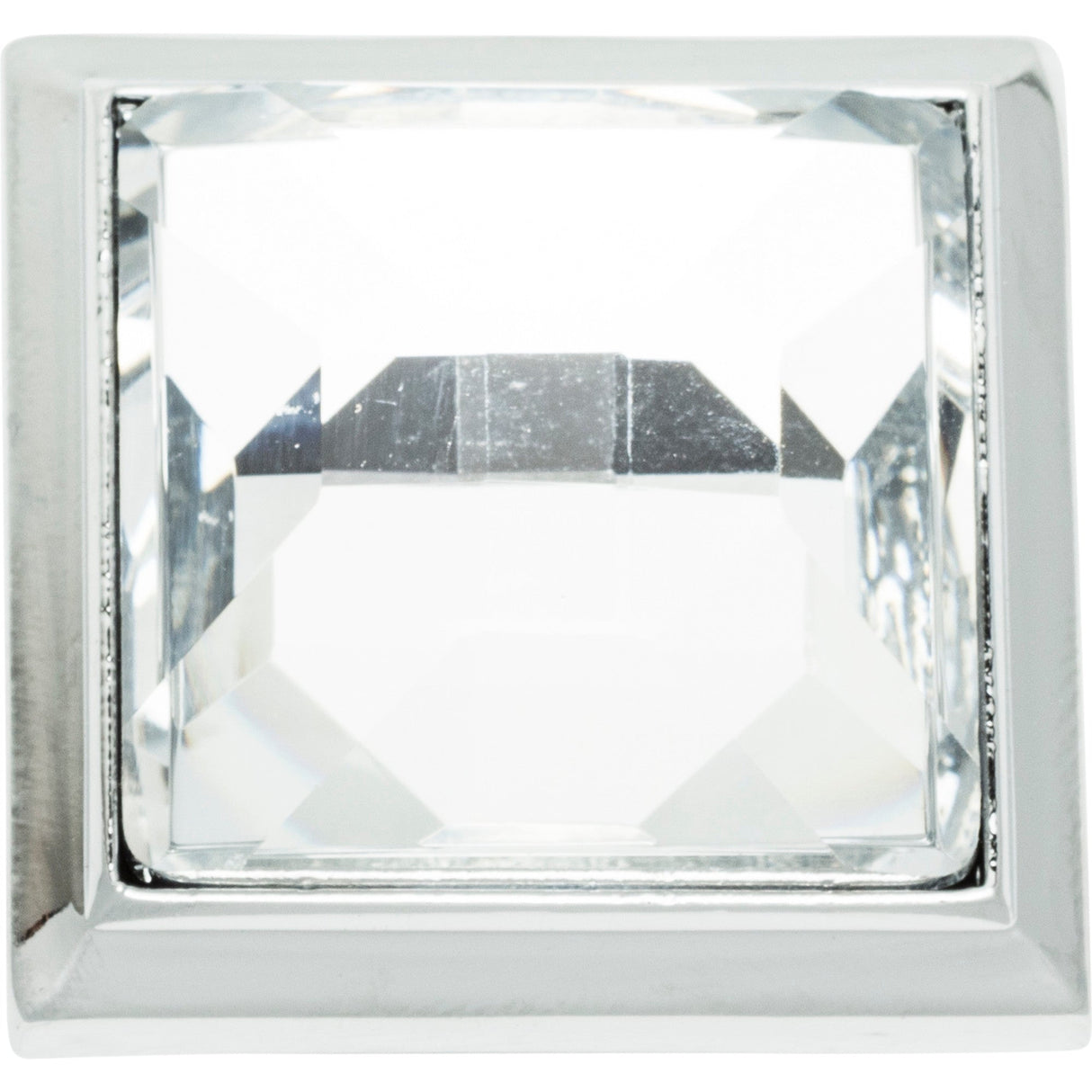 Atlas Homewares Legacy Crystal Square Knob 1 5/16 Inch Polished Chrome