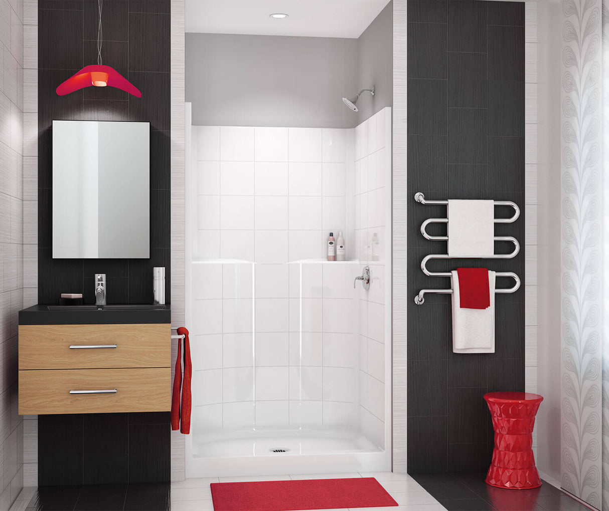 MAAX 105932-000-002-000 SST42 42 x 34 AcrylX Alcove Center Drain One-Piece Shower in White