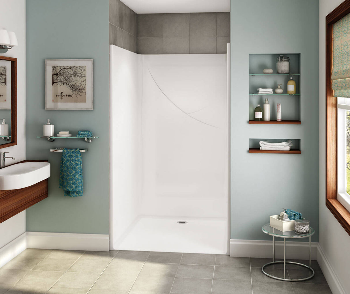 MAAX 106053-000-002-000 OPS-4248 - Base Model AcrylX Alcove Center Drain One-Piece Shower in White