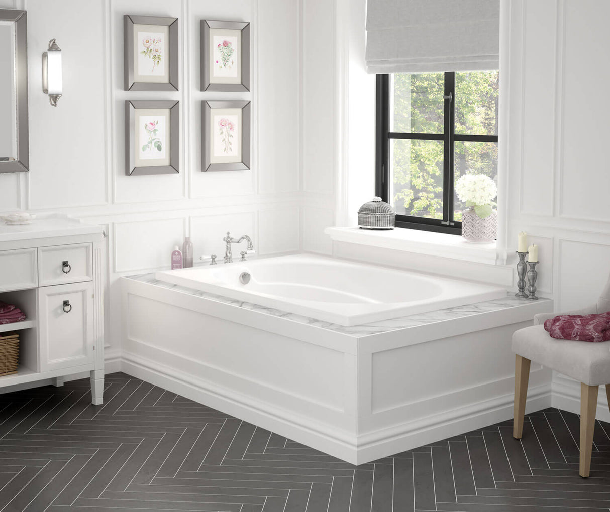 MAAX 100027-103-001-100 Temple 60 x 41 Acrylic Alcove End Drain Aeroeffect Bathtub in White