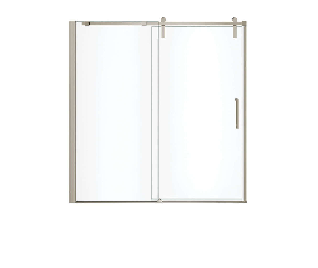 MAAX 137682-900-305-000 Outback 55 ¼ - 58 1/2 x 57 in. 8mm Sliding Tub Door for Alcove Installation with Clear glass in Brushed Nickel
