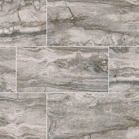 Bernini Carbone 12"x24" Polished Porcelain Floor and Wall Tile product shot angle view