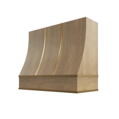 Brooklyn Fawn Sloped Hood with Brass Strapping - 30" W x 48" H