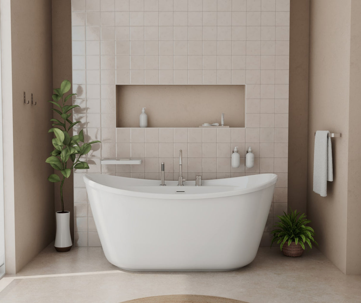 MAAX 10045541-105 Keros Deckmounted Tub Faucet with Handshower in Brushed Nickel