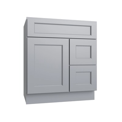 Brooklyn Gray Vanity Sink Base Right Drawer Stacking Cabinet - 30" W