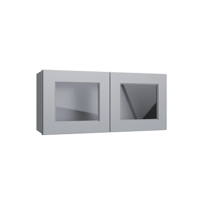 Brooklyn Gray 15" Wall Stacking Cabinets with Glass