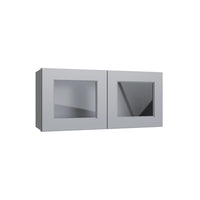 Brooklyn Gray 15" Wall Stacking Cabinets with Glass