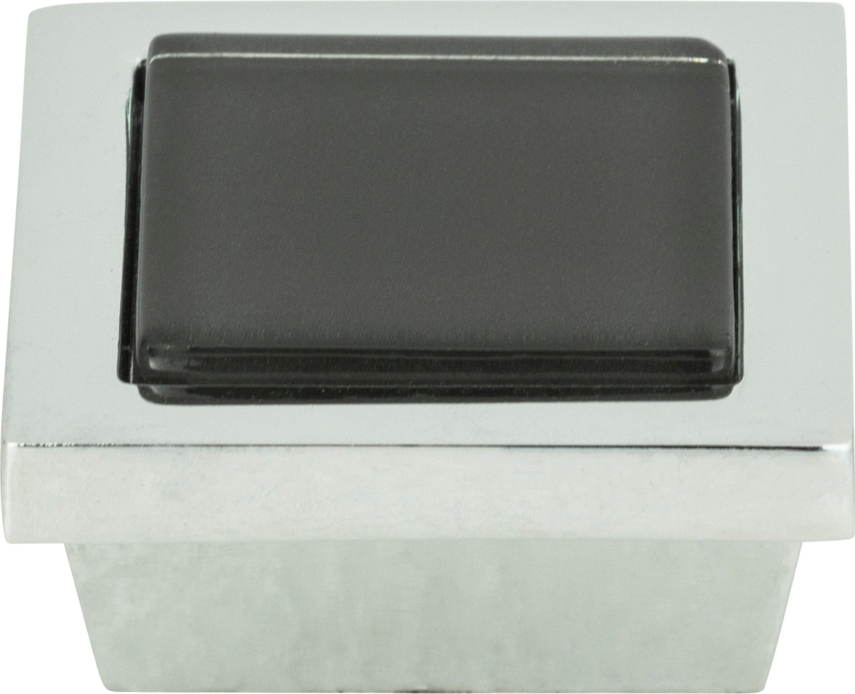 Atlas Homewares Spa Black Square Knob 1 3/8 Inch Polished Chrome