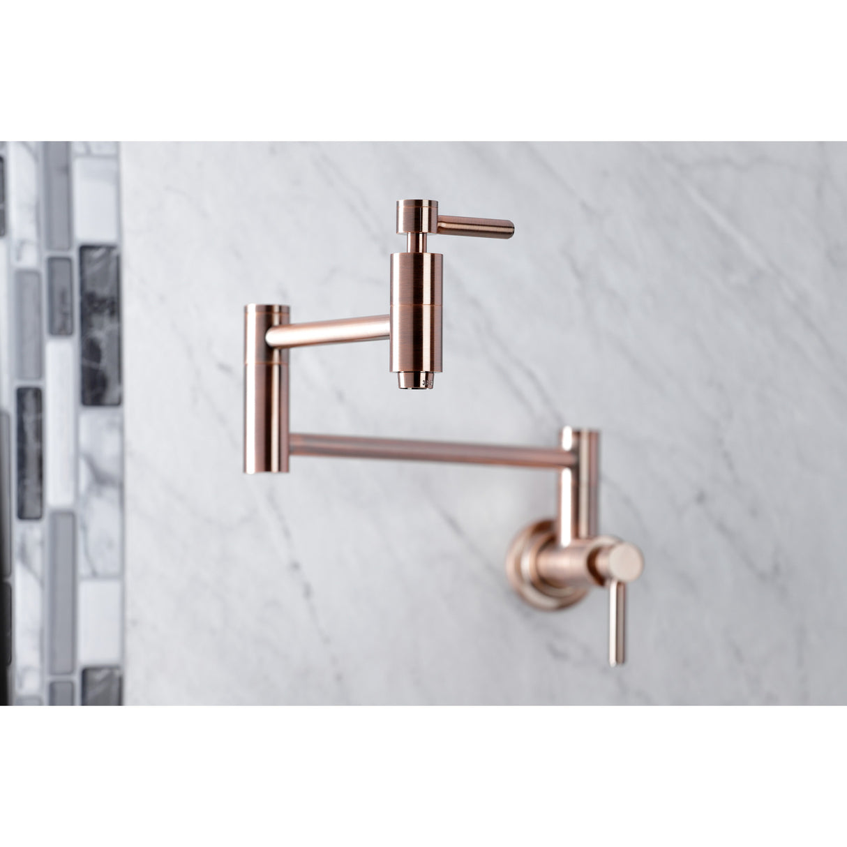 Kingston Brass KS810DLAC Concord Wall Mount Pot Filler Kitchen Faucet, Antique Copper