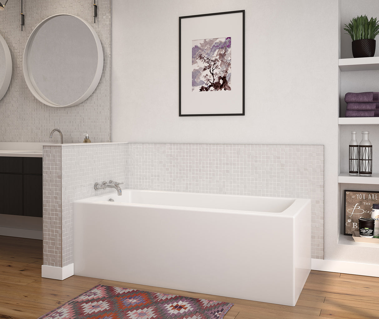 MAAX 106817-000-002-002 Nomad Corner 6030 AcrylX Corner Right-Hand Drain Bathtub in White