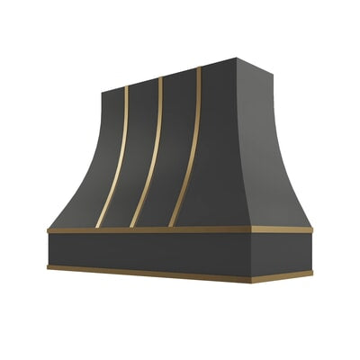 Black Curved Hood with Brass Strapping - 48" W x 30" H