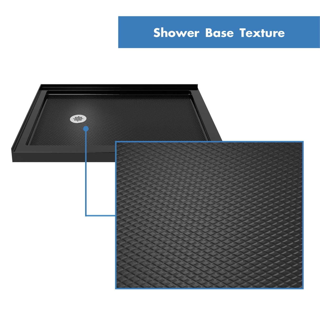 DreamLine SlimLine 34 in. D x 48 in. W x 2 3/4 in. H Left Drain Double Threshold Shower Base in Black