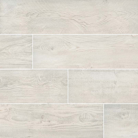 MSI Wood Collection caldera blanca glazed NCALBLA8X47 porcelain floor wall tile 8x47 product shot multiple planks angle view