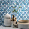 Blue shimmer arabesque 10X10.20 glass mesh mounted mosaic tile SMOT-GLS-BLUSHI8MM product shot multiple tiles angle view