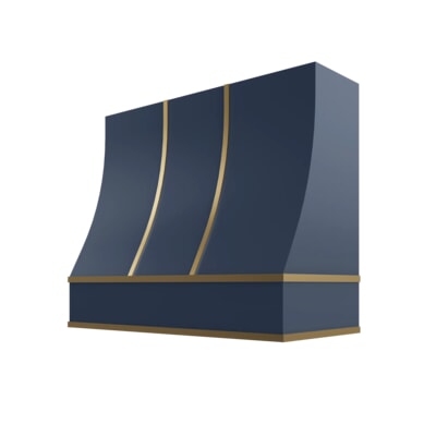 Brooklyn Midnight Sloped Hood with Brass Strapping - 42" W x 48" H