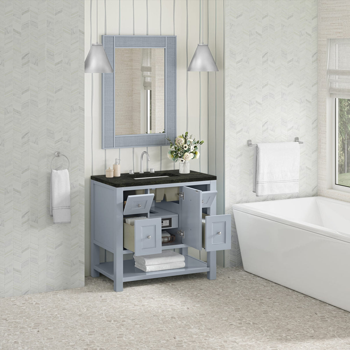 Breckenridge 36" Single Vanity, Serenity Blue, w/ 3 CM Phantome Eclos Top
