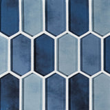 Boathouse blue picket 10X12 glass mesh mounted mosaic tile SMOT GLSPK BOATBLU8MM product shot multiple tiles angle view