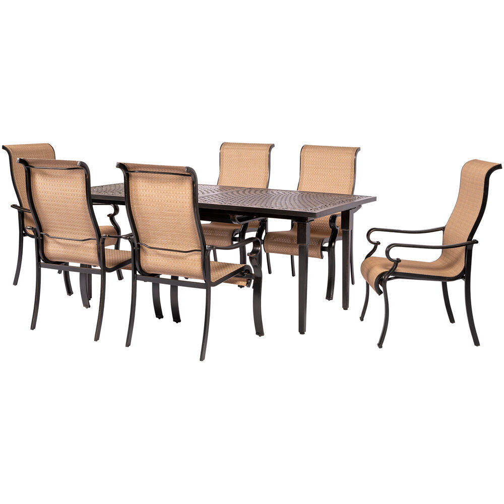 Hanover BRIGDN7PC-EX Brigantine7pc: 6 Sling Dining Chairs, Expandable Cast Dining Table