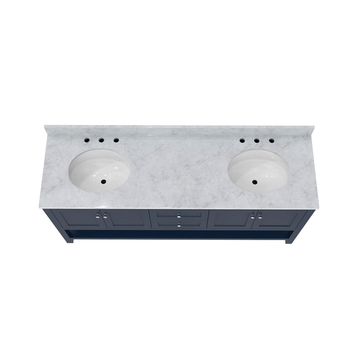 Continuum 72 Inch Modern Console Vanity with Oval Undermount Sinks - Navy