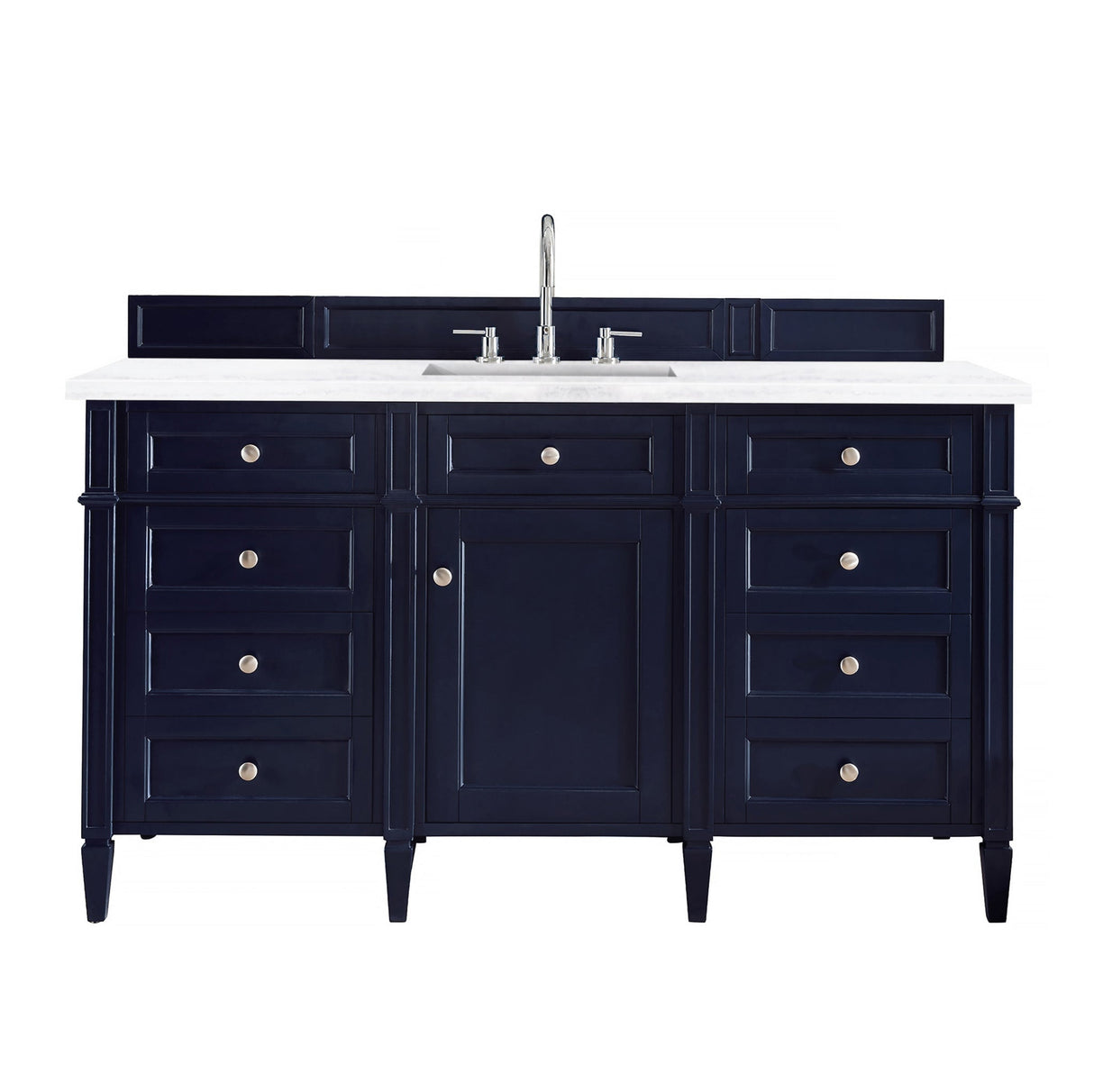 Brittany 60" Single Bathroom Vanity in Victory Blue Single Bathroom Vanity James Martin Vanities Arctic Fall Solid Surface