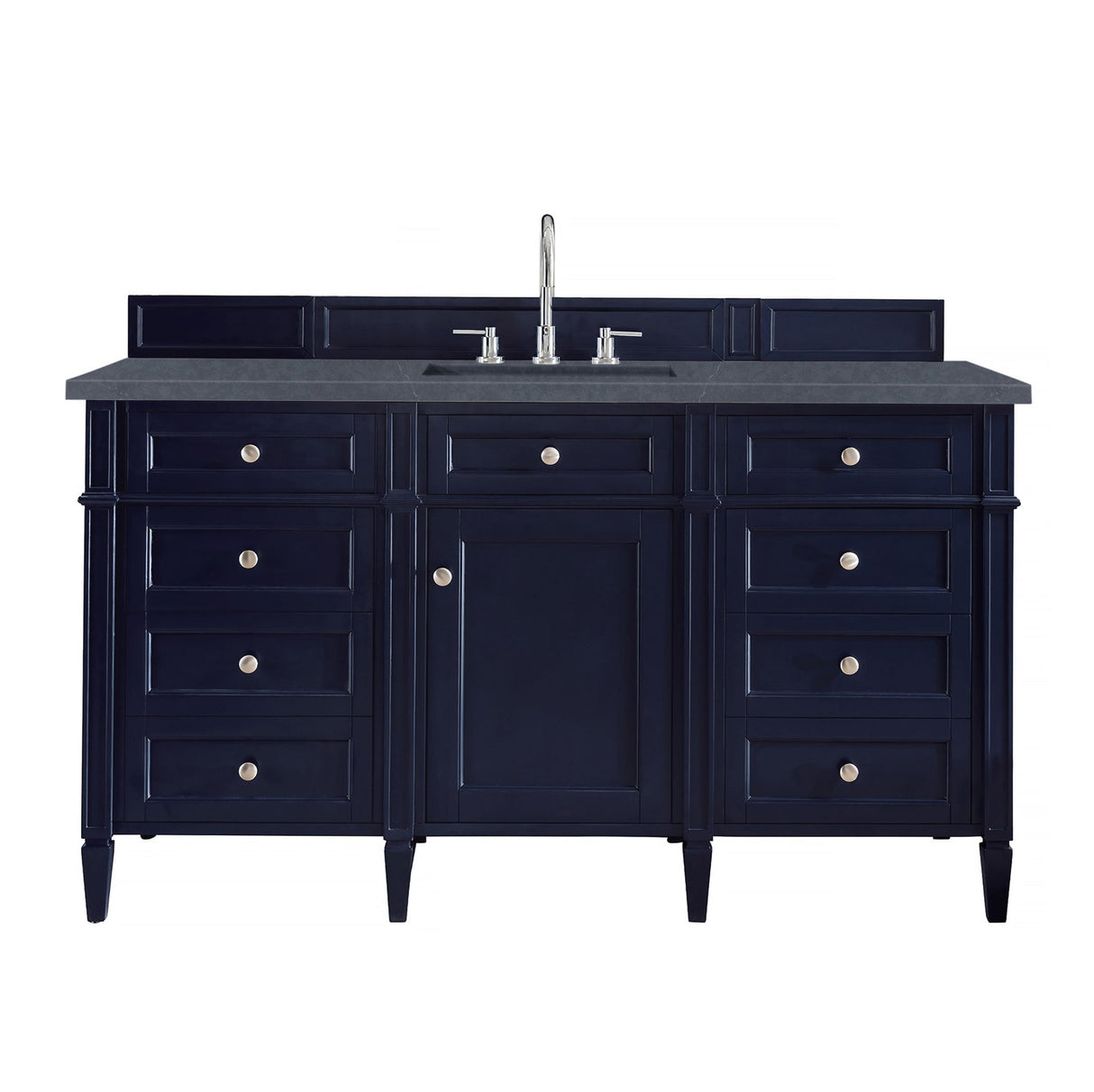 Brittany 60" Single Bathroom Vanity in Victory Blue Single Bathroom Vanity James Martin Vanities Charcoal Soapstone Silestone